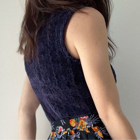 525 America Purple Turtle Neck Cropped Sleeveless Ribbed Top - Picture 5 of 9